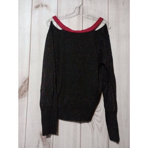 Joseph A Sweater Ladies Large Black Red - Picture 2 of 8